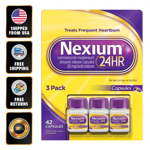 Nexium 24hr Esomeprazole 20 mg Best Acid Reducer 42 Capsules Heartburn EXP