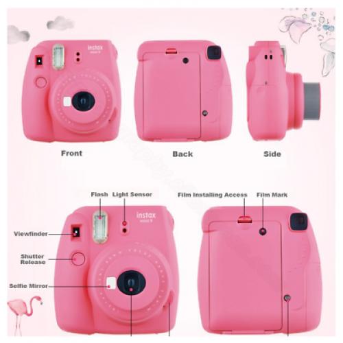 Pink Polaroid Fujifilm Instax Mini 9 Instant Film Camera - Flamingo Pink