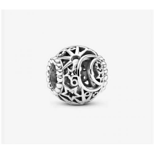 Authentic Pandora Charm 799183 Silver S925 Sun, Stars & Moon Openwork Bead