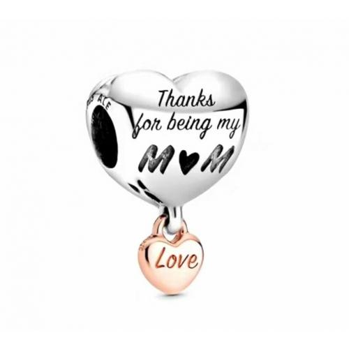 New Authentic PANDORA Silver 925 ALE Love You Mom Heart Charm 788830C01