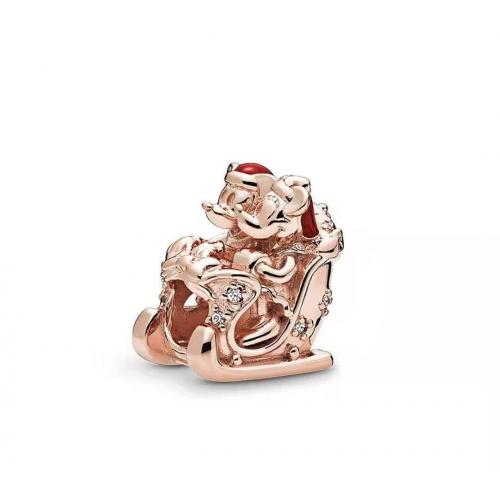 AUTHENIC PANDORA Charm Disney Minnie and Mickey Christmas Sleigh, 788450C01 