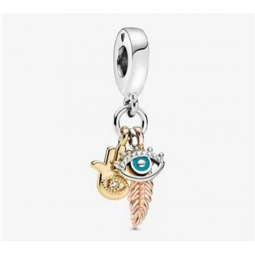 Authentic Pandora Charm 768785 All-seeing Eye Feather Spirituality Dangle