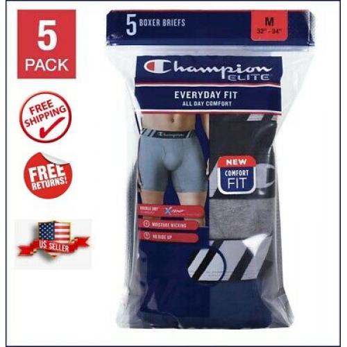 XL Champion Mens Boxer Briefs Shorts Underwear 5 pack