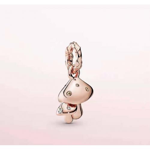Authentic Pandora Rose Gold Sparkling Mushrooms Dangle Charm 788240