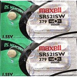 2 Maxell 379 SR521SW SR521 V379 SILVER OXIDE battery