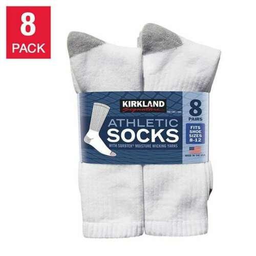 Kirkland Mens Athletic White Socks Cushioned Crew L Soft Thick