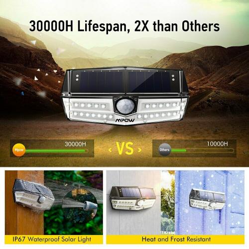 Mpow CD137 30 LED Garden Solar Lights Ipx7 Waterproof Wide Angle Motion Sensor