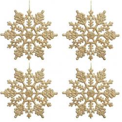 Christmas Tree Ornaments Snowflakes Decorations 12 Pieces Glittered Party Decoration