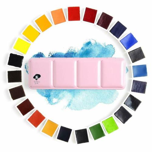 24 Colors Paul Rubens Watercolor Paint Artist Grade Solid Cakes Travel Set