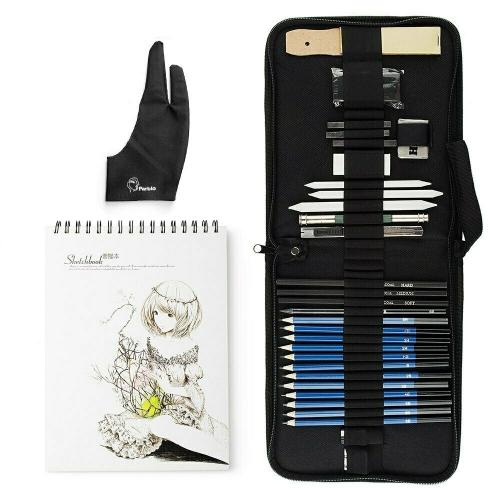 H&B 32/40 Pieces Art Supplies Sketch Tool Set with Graphite Pencils, Pastel