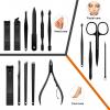 1 Set Black Stainless Steel Nail Clipper Cutter Trimmer Ear Pick Grooming Kit