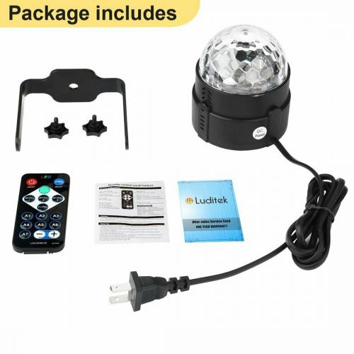 Disco Ball 7 Color Lumiere Sound Activated Strobe LED RGB Stage Lighting DJ