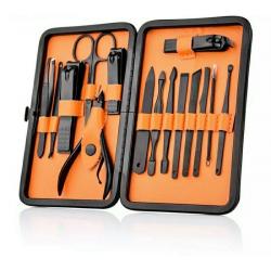 1 Set Black Stainless Steel Nail Clipper Cutter Trimmer Ear Pick Grooming Kit