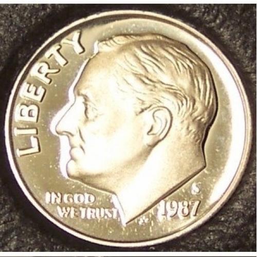 Coin 1987-S Roosevelt Dime Gem Proof Deep Cameo U.S
